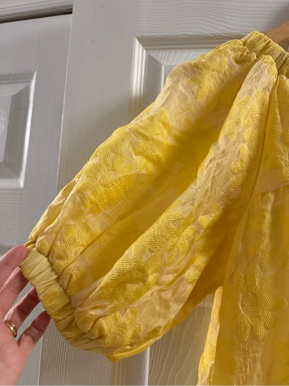 🆕 &MERCI WILLOW YELLOW JACQUARD FLORAL MIDI DRESS - Picture 4 of 10